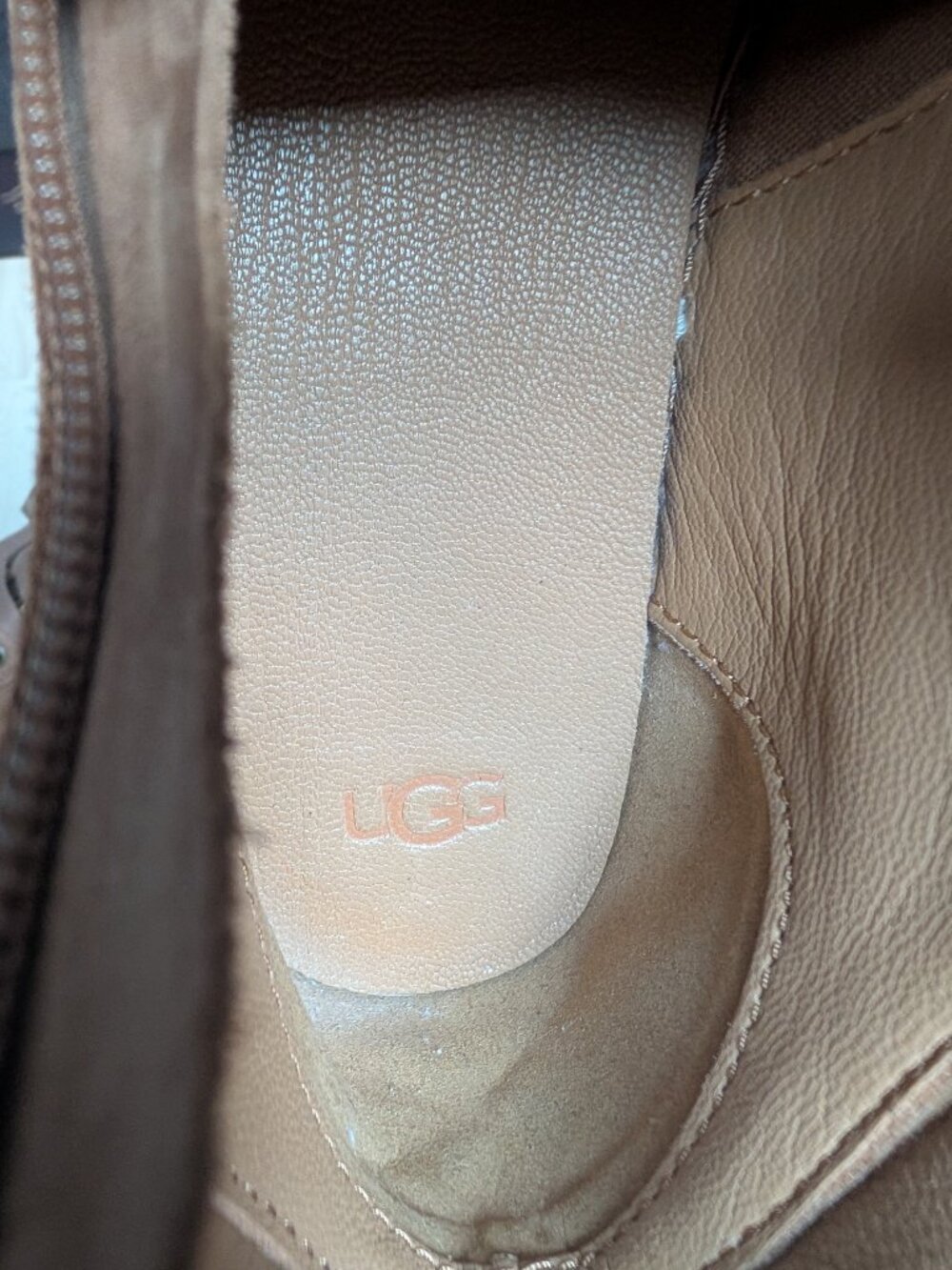 UGG Olive Genuine Shearling Cuff Sneaker (Women) Size 9, CHESTNUT NUBUCK LEATHER - Picture 6 of 7
